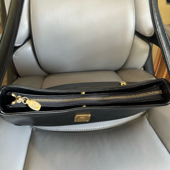 MCM Soft Grain Leather Hobo Shoulder Bag, Black with Gold Hardware, EUC - Picture 7 of 16